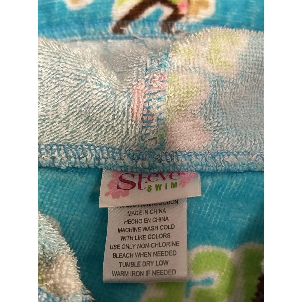 St. Eve Swim Girls Hula Dance Monkey Hooded Cover Up Robe Size L 10/12 Tropical